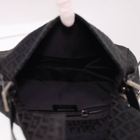 FENDI Zucchino Canvas Mamma Baguette Shoulder Bag Black Auth fm2228 - Picture 11 of 16